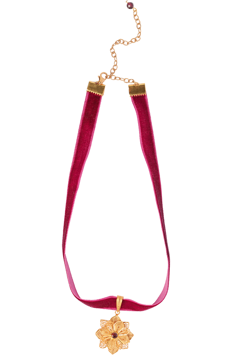 Rosalia Rhodolite velvet choker