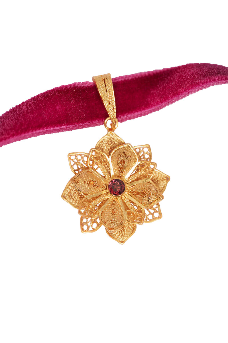 Rosalia Rhodolite velvet choker