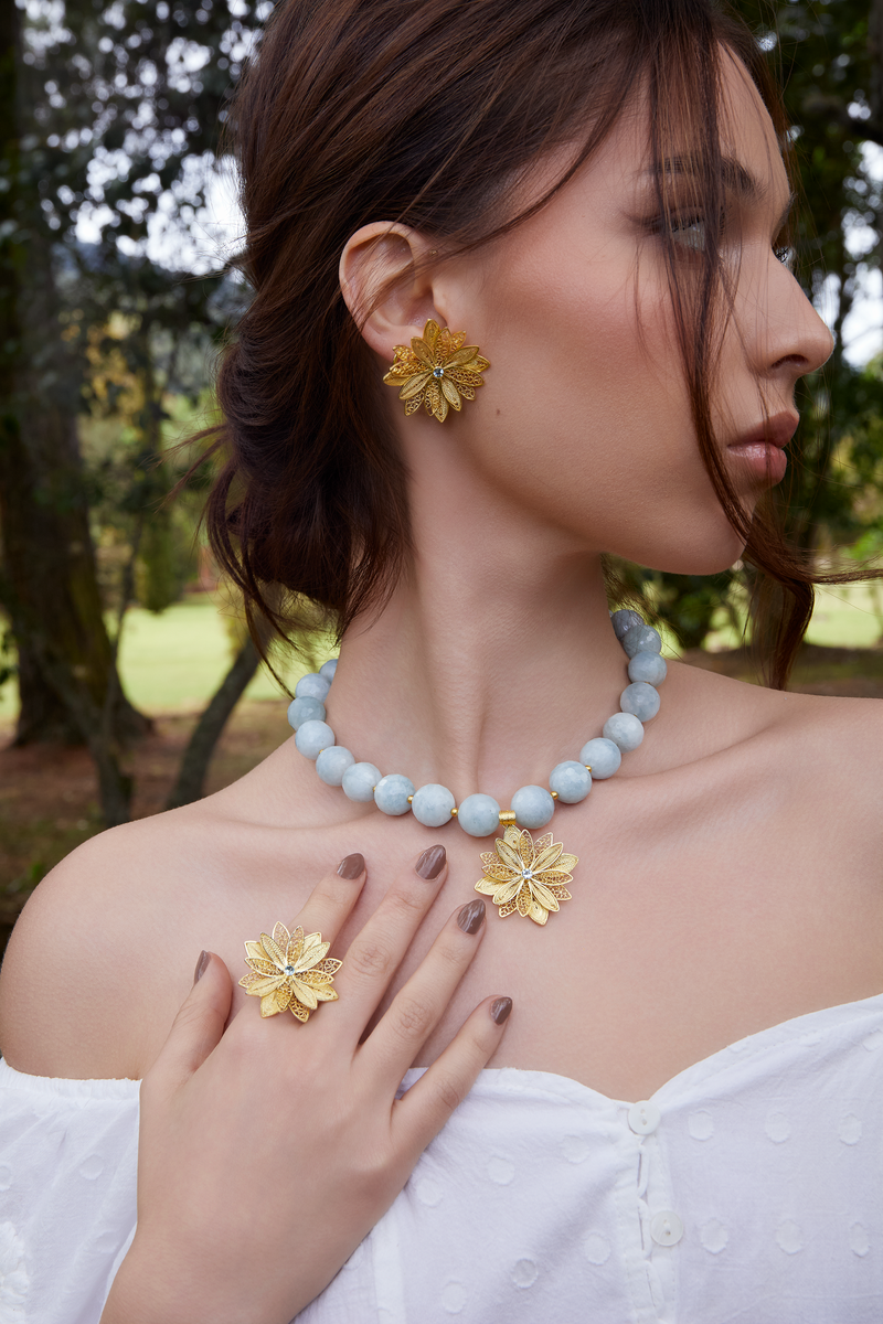 Dahlia Aquamarine collier